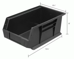 Plastic Stack & Hang Bin, 8-1/4"W x 13-5/8"D x 8"H, Black - Pkg Qty 12 -Containers & Organizers Sales Store 239610BKIN dim