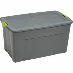 Sterilite 19483V04 Industry Wheeled Storage Tote With Latch 45 Gallon 36-1/2 X 21 X 19-1/2 Flat Gray - Pkg Qty 4