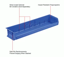 Akro-Mils® AkroBin® Plastic Stack & Hang Bin, 33"W x 8-5/8"D x 5"H, Blue - Pkg Qty 4 -Containers & Organizers Sales Store 239863BL 1wco