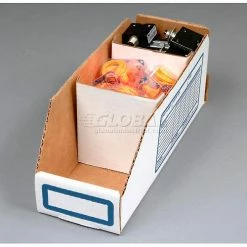 Global Industrial™ Foldable Corrugated Shelf Bin 2"W x 18"D x 4-1/2"H, White - Pkg Qty 100 -Containers & Organizers Sales Store 250524 01