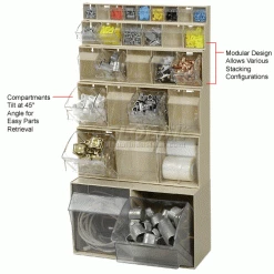 Quantum Storage Systems Quantum Tip Out Storage Bin QTB306 - 6 Compartments Ivory -Containers & Organizers Sales Store 252188BG 3wco