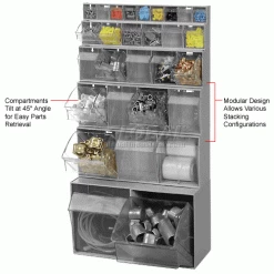 Quantum Storage Systems Quantum Tip Out Storage Bin QTB305 - 5 Compartments Gray -Containers & Organizers Sales Store 252189GY 3wco