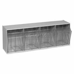 Quantum Storage Systems Quantum Tip Out Storage Bin QTB304 - 4 Compartments Gray -Containers & Organizers Sales Store 252190GY 02