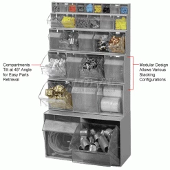 Quantum Storage Systems Quantum Tip Out Storage Bin QTB304 - 4 Compartments Gray -Containers & Organizers Sales Store 252190GY 3wco