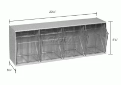 Quantum Storage Systems Quantum Tip Out Storage Bin QTB304 - 4 Compartments Gray -Containers & Organizers Sales Store 252190GY dim