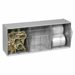Quantum Storage Systems Quantum Tip Out Storage Bin QTB303 - 3 Compartments Gray