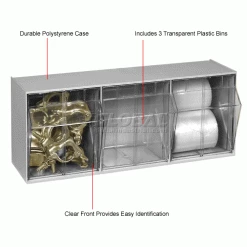 Quantum Storage Systems Quantum Tip Out Storage Bin QTB303 - 3 Compartments Gray -Containers & Organizers Sales Store 252191GY 1wco