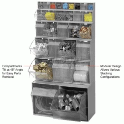 Quantum Storage Systems Quantum Tip Out Storage Bin QTB303 - 3 Compartments Gray -Containers & Organizers Sales Store 252191GY 3wco