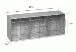 Quantum Storage Systems Quantum Tip Out Storage Bin QTB303 - 3 Compartments Gray -Containers & Organizers Sales Store 252191GY dim