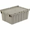Global Industrial Plastic Attached Lid Shipping & Storage Container 21-7/8x15-1/4x9-11/16 GRY