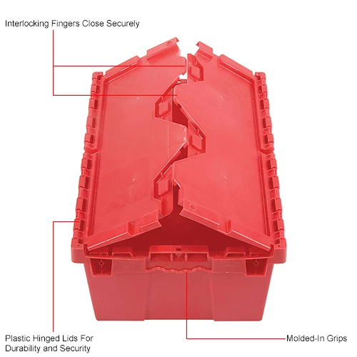 Global Industrial Plastic Attached Lid Shipping & Storage Container 21-7/8x15-1/4x9-11/16 Red 15 Global Industrial Plastic Attached Lid Shipping & Storage Container 21-7/8x15-1/4x9-11/16 Red - Image 15