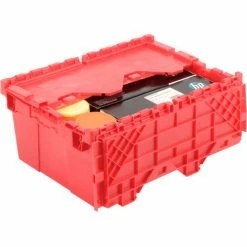 Global Industrial Plastic Attached Lid Shipping & Storage Container 21-7/8x15-1/4x9-11/16 Red 23 Global Industrial Plastic Attached Lid Shipping & Storage Container 21-7/8x15-1/4x9-11/16 Red -Containers & Organizers Sales Store 257808RD 03