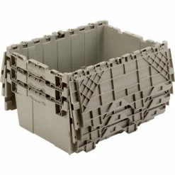 Global Industrial™ Plastic Attached Lid Shipping & Storage Container 21-7/8x15-1/4x9-11/16 GRY -Containers & Organizers Sales Store 257808 05