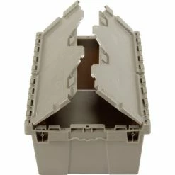 Global Industrial™ Plastic Attached Lid Shipping & Storage Container 21-7/8x15-1/4x9-11/16 GRY -Containers & Organizers Sales Store 257808 06