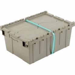 Global Industrial™ Plastic Attached Lid Shipping & Storage Container 21-7/8x15-1/4x9-11/16 GRY -Containers & Organizers Sales Store 257808 10