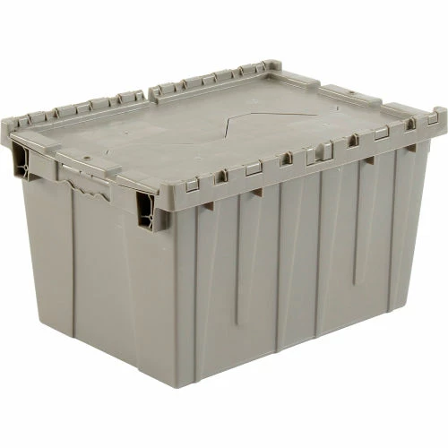 Attached Lid Shipping Container 27-3/16 x 16-5/8 x 12-1/2 Gray with Dolly Combo 1 Attached Lid Shipping Container 27-3/16 x 16-5/8 x 12-1/2 Gray with Dolly Combo