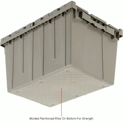 Global Industrial™ Plastic Shipping/Storage Tote w/ Attached Lid, 21-7/8"x15-1/4"x12-7/8", Gray -Containers & Organizers Sales Store 257809IN 5wco