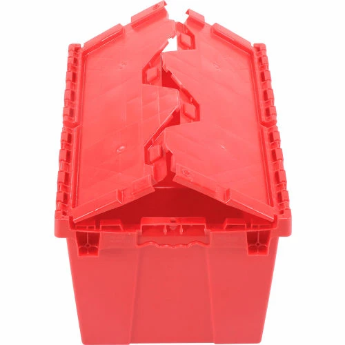 Global Industrial Plastic Shipping/Storage Tote w/ Attached Lid, 21-7/8"x15-1/4"x12-7/8", Red 7 Global Industrial Plastic Shipping/Storage Tote w/ Attached Lid, 21-7/8"x15-1/4"x12-7/8", Red - Image 7