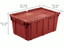 Global Industrial Plastic Shipping/Storage Tote w/ Attached Lid, 21-7/8"x15-1/4"x12-7/8", Red 38 Global Industrial Plastic Shipping/Storage Tote w/ Attached Lid, 21-7/8"x15-1/4"x12-7/8", Red -Containers & Organizers Sales Store 257809RD dim