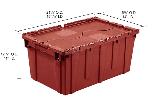 Global Industrial Plastic Shipping/Storage Tote w/ Attached Lid, 21-7/8"x15-1/4"x12-7/8", Red 19 Global Industrial Plastic Shipping/Storage Tote w/ Attached Lid, 21-7/8"x15-1/4"x12-7/8", Red - Image 19