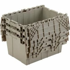 Global Industrial™ Plastic Shipping/Storage Tote w/ Attached Lid, 21-7/8"x15-1/4"x12-7/8", Gray -Containers & Organizers Sales Store 257809 05