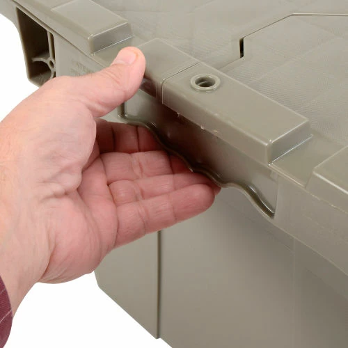 Attached Lid Shipping Container 27-3/16 x 16-5/8 x 12-1/2 Gray with Dolly Combo 4 Attached Lid Shipping Container 27-3/16 x 16-5/8 x 12-1/2 Gray with Dolly Combo - Image 4