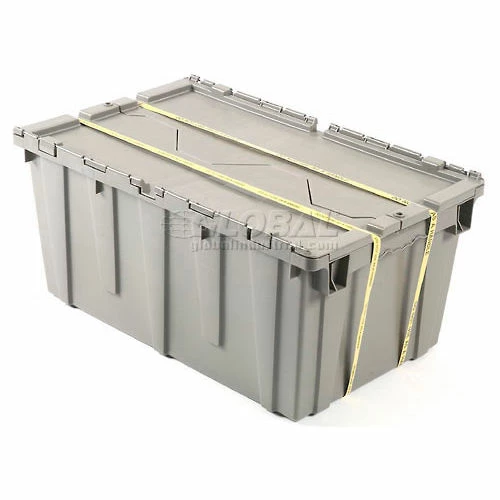 Attached Lid Shipping Container 27-3/16 x 16-5/8 x 12-1/2 Gray with Dolly Combo 5 Attached Lid Shipping Container 27-3/16 x 16-5/8 x 12-1/2 Gray with Dolly Combo - Image 5