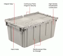 Attached Lid Shipping Container 27-3/16 x 16-5/8 x 12-1/2 Gray with Dolly Combo 48 Attached Lid Shipping Container 27-3/16 x 16-5/8 x 12-1/2 Gray with Dolly Combo -Containers & Organizers Sales Store 257809 1wco