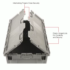 Attached Lid Shipping Container 27-3/16 x 16-5/8 x 12-1/2 Gray with Dolly Combo 49 Attached Lid Shipping Container 27-3/16 x 16-5/8 x 12-1/2 Gray with Dolly Combo -Containers & Organizers Sales Store 257809 2wco