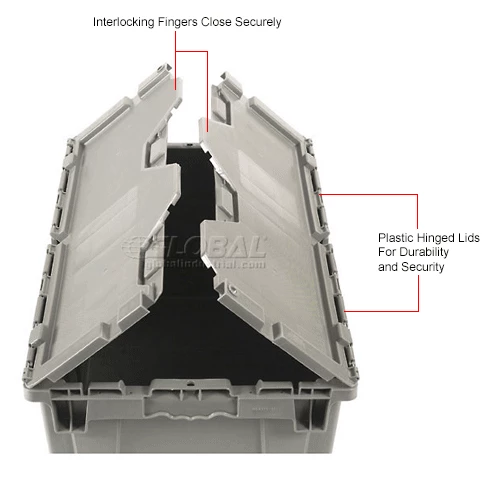 Attached Lid Shipping Container 27-3/16 x 16-5/8 x 12-1/2 Gray with Dolly Combo 20 Attached Lid Shipping Container 27-3/16 x 16-5/8 x 12-1/2 Gray with Dolly Combo - Image 20