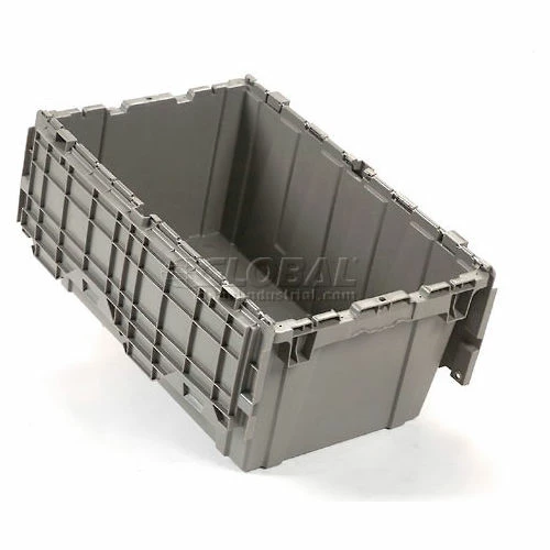Attached Lid Shipping Container 27-3/16 x 16-5/8 x 12-1/2 Gray with Dolly Combo 9 Attached Lid Shipping Container 27-3/16 x 16-5/8 x 12-1/2 Gray with Dolly Combo - Image 9