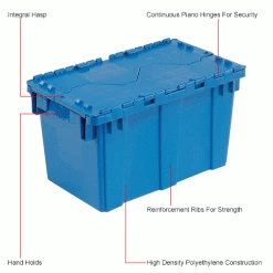 Global Industrial Plastic Attached Lid Shipping & Storage Container DC2213-12 22-3/8x13x13 BL 27 Global Industrial Plastic Attached Lid Shipping & Storage Container DC2213-12 22-3/8x13x13 BL -Containers & Organizers Sales Store 257810BLIN 1wco