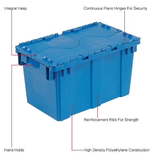Global Industrial Plastic Attached Lid Shipping & Storage Container DC2213-12 22-3/8x13x13 BL 11 Global Industrial Plastic Attached Lid Shipping & Storage Container DC2213-12 22-3/8x13x13 BL - Image 11