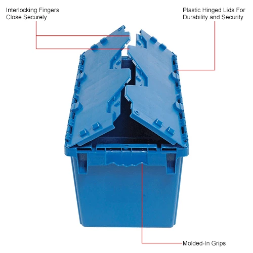 Global Industrial Plastic Attached Lid Shipping & Storage Container DC2213-12 22-3/8x13x13 BL 12 Global Industrial Plastic Attached Lid Shipping & Storage Container DC2213-12 22-3/8x13x13 BL - Image 12