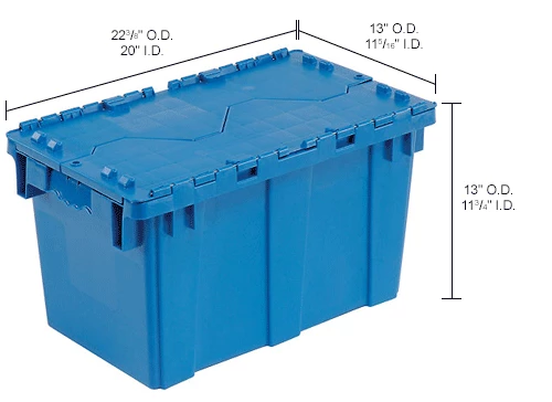 Global Industrial Plastic Attached Lid Shipping & Storage Container DC2213-12 22-3/8x13x13 BL 16 Global Industrial Plastic Attached Lid Shipping & Storage Container DC2213-12 22-3/8x13x13 BL - Image 16
