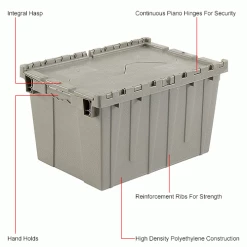Global Industrial Plastic Attached Lid Shipping & Storage Container DC2213-12 22-3/8x13x13 GY 27 Global Industrial Plastic Attached Lid Shipping & Storage Container DC2213-12 22-3/8x13x13 GY -Containers & Organizers Sales Store 257810IN 1wco