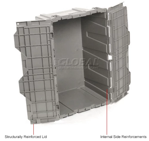 Global Industrial Plastic Attached Lid Shipping & Storage Container DC2213-12 22-3/8x13x13 GY 14 Global Industrial Plastic Attached Lid Shipping & Storage Container DC2213-12 22-3/8x13x13 GY - Image 14