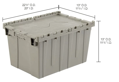 Global Industrial Plastic Attached Lid Shipping & Storage Container DC2213-12 22-3/8x13x13 GY 16 Global Industrial Plastic Attached Lid Shipping & Storage Container DC2213-12 22-3/8x13x13 GY - Image 16