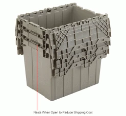 Global Industrial™ Plastic Attached Lid Shipping & Storage Container 21-7/8x15-1/4x17-1/4 Gray -Containers & Organizers Sales Store 257811IN 4wco