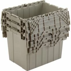 Global Industrial™ Plastic Attached Lid Shipping & Storage Container 21-7/8x15-1/4x17-1/4 Gray -Containers & Organizers Sales Store 257811 05