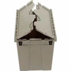 Global Industrial™ Plastic Attached Lid Shipping & Storage Container 21-7/8x15-1/4x17-1/4 Gray -Containers & Organizers Sales Store 257811 06