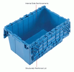 Global Industrial™ Plastic Attached Lid Shipping & Storage Container 25-1/4x16-1/4x13-3/4 Blue -Containers & Organizers Sales Store 257812BLIN 3wco