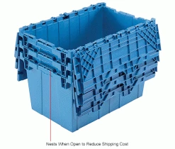 Global Industrial™ Plastic Attached Lid Shipping & Storage Container 25-1/4x16-1/4x13-3/4 Blue -Containers & Organizers Sales Store 257812BLIN 4wco
