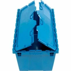 Global Industrial™ Plastic Attached Lid Shipping & Storage Container 25-1/4x16-1/4x13-3/4 Blue -Containers & Organizers Sales Store 257812BL 06