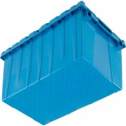Global Industrial™ Plastic Attached Lid Shipping & Storage Container 25-1/4x16-1/4x13-3/4 Blue -Containers & Organizers Sales Store 257812BL 07