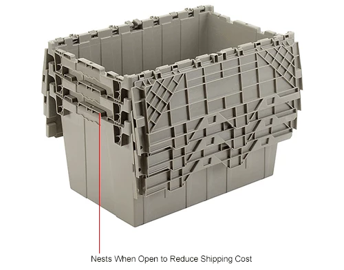 Global Industrial Plastic Attached Lid Shipping & Storage Container 25-1/4x16-1/4x13-3/4 Gray 17 Global Industrial Plastic Attached Lid Shipping & Storage Container 25-1/4x16-1/4x13-3/4 Gray - Image 17