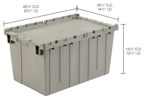 Global Industrial Plastic Attached Lid Shipping & Storage Container 25-1/4x16-1/4x13-3/4 Gray 19 Global Industrial Plastic Attached Lid Shipping & Storage Container 25-1/4x16-1/4x13-3/4 Gray - Image 19