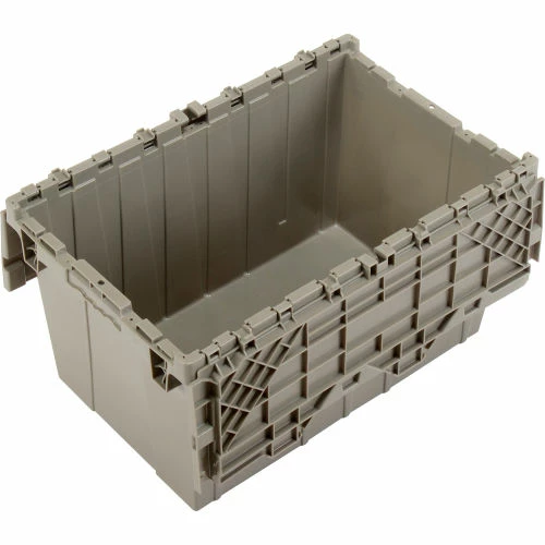 Global Industrial Plastic Attached Lid Shipping & Storage Container 25-1/4x16-1/4x13-3/4 Gray 2 Global Industrial Plastic Attached Lid Shipping & Storage Container 25-1/4x16-1/4x13-3/4 Gray - Image 2