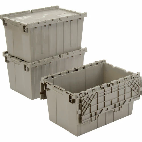 Global Industrial Plastic Attached Lid Shipping & Storage Container 25-1/4x16-1/4x13-3/4 Gray 5 Global Industrial Plastic Attached Lid Shipping & Storage Container 25-1/4x16-1/4x13-3/4 Gray - Image 5