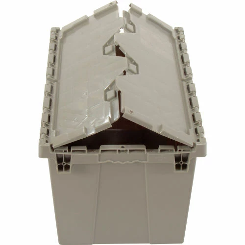 Global Industrial Plastic Attached Lid Shipping & Storage Container 25-1/4x16-1/4x13-3/4 Gray 7 Global Industrial Plastic Attached Lid Shipping & Storage Container 25-1/4x16-1/4x13-3/4 Gray - Image 7